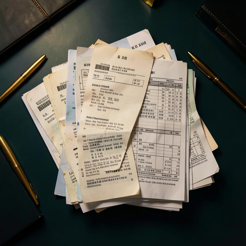 Disorganized receipts and ledgers being sorted into order