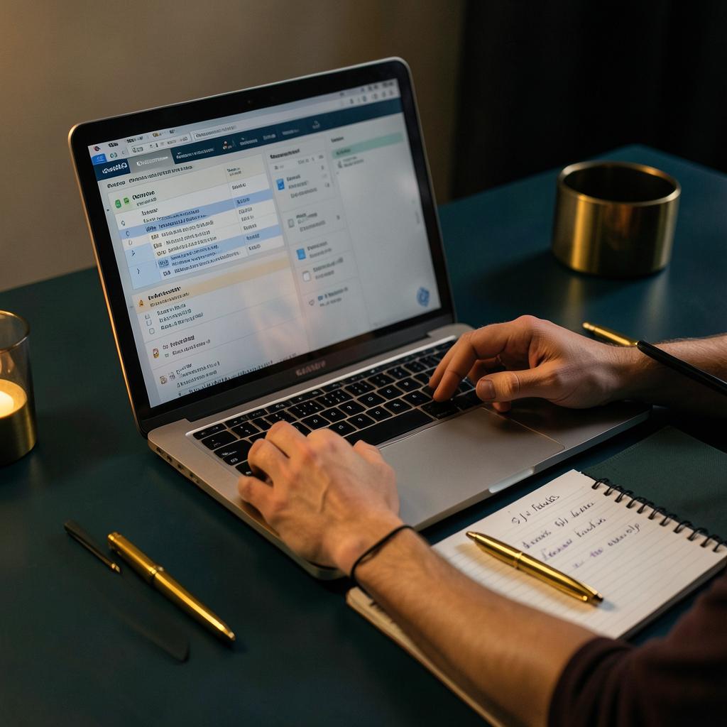 A hands-on training session with a laptop and notebook